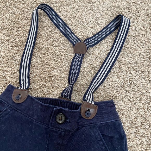 Gymboree baby toddler boy navy blue suspender pants size 18-24 months - Picture 3 of 8